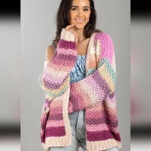 SAACHI+Anthropology Mayflower Knitted Crochet Cardigan Pastel Hand Made NWT$240